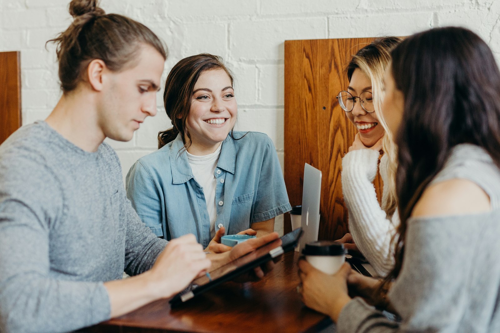 A small business team planning together at a table
